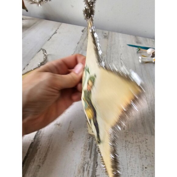 Sullivan's tinsel star Victorian Xmas decor vintage style kids sled double-faced - Picture 5 of 6